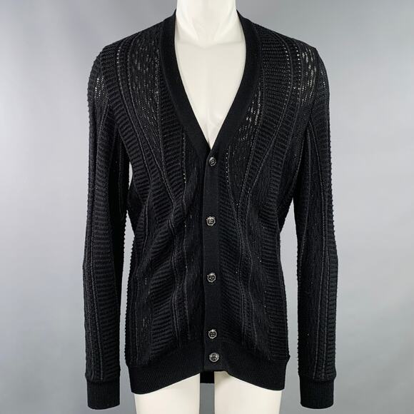 MARC JACOBS Size M Black Knit Wool Cotton Button Up Cardigan - Picture 1 of 11